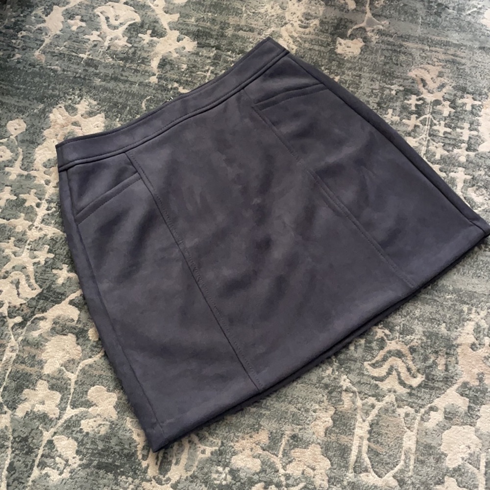 NWOT LOFT Blue Faux Suede Mini skirt, 8